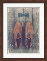 Framed Vintage Fashion Bow Tie and Shoes - Brown