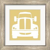 Framed 'Front View Trucks Set II - Yellow' border=