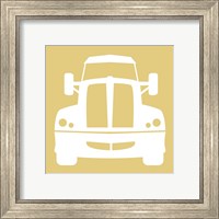 Framed 'Front View Trucks Set II - Yellow' border=