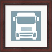 Framed 'Front View Trucks Set II - Blue' border=