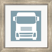 Framed 'Front View Trucks Set II - Blue' border=