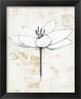 Framed 'Pencil Floral I Gold' border=