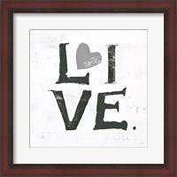 Framed 'Live Gray Heart' border=