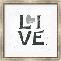 Framed 'Live Gray Heart' border=