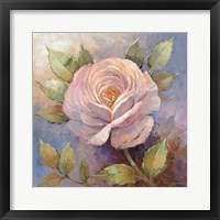 Roses on Blue IV Crop Framed Print