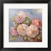 Framed 'Roses on Blue III Crop' border=