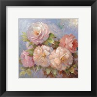 Framed 'Roses on Blue III Crop' border=