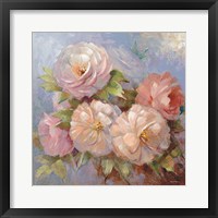 Roses on Blue III Crop Framed Print