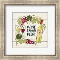 Framed 'Wine and Friends V' border=