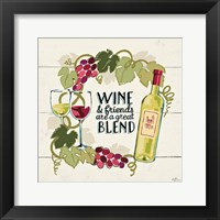 Framed 'Wine and Friends V' border=