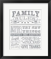 Framed Family Rules II Gray Words