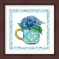 Framed 'Floral Teacup III Vine Border' border=