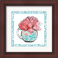 Framed 'Floral Teacup I Vine Border' border=