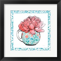 Floral Teacup I Vine Border Framed Print