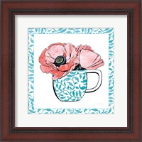 Framed 'Floral Teacup II Vine Border' border=