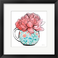 Framed 'Floral Teacups I' border=