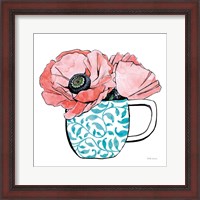 Framed 'Floral Teacups II' border=