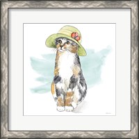 Framed 'Fancy Cats III Watercolor' border=