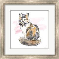 Framed 'Fancy Cats II Watercolor' border=