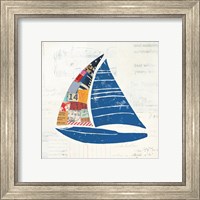 Framed 'Nautical Collage IV on Newsprint' border=