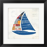 Framed 'Nautical Collage IV on Newsprint' border=