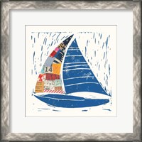 Framed 'Nautical Collage IV' border=