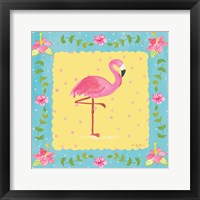 Framed 'Flamingo Dance I Sq Border' border=