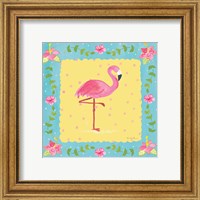 Framed 'Flamingo Dance I Sq Border' border=