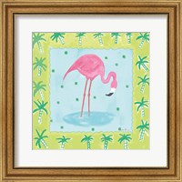 Framed 'Flamingo Dance III v2' border=