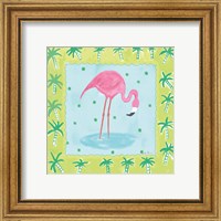 Framed 'Flamingo Dance III v2' border=