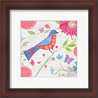 Framed 'Damask Floral and Bird II v2' border=