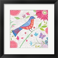 Damask Floral and Bird II v2 Framed Print