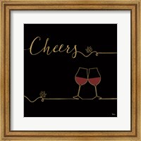 Framed 'Underlined Wine V Black' border=