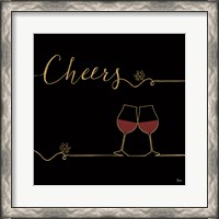 Framed 'Underlined Wine V Black' border=