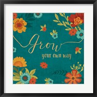 Flourish II Teal Framed Print