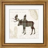 Framed 'Plaid Lodge IV Tan' border=