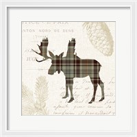 Framed 'Plaid Lodge IV Tan' border=