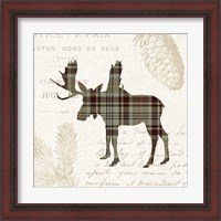 Framed 'Plaid Lodge IV Tan' border=