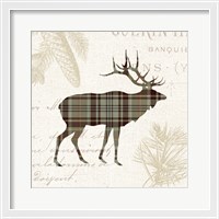 Framed 'Plaid Lodge III Tan' border=