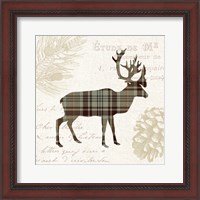 Framed 'Plaid Lodge I Tan' border=