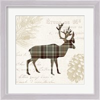 Framed 'Plaid Lodge I Tan' border=