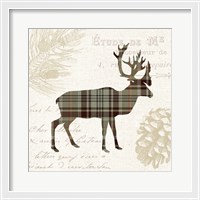 Framed 'Plaid Lodge I Tan' border=