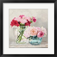 Framed 'Fleurs et Vases Blanc I' border=