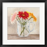 Framed 'Fleurs et Vases Jaune I' border=