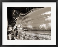 Framed Praying the reclined Buddha, Wat Pho, Bangkok, Thailand (sepia)