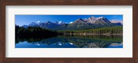 Framed Reflection of Mountains in Herbert Lake, Banff National Park, Alberta, Canada