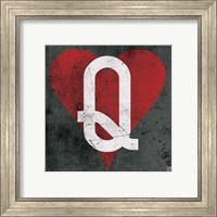 Framed 'Queen of Hearts Gray' border=