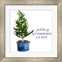 Framed 'Comfort, Joy Little Christmas Tree' border=
