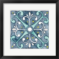 Garden Getaway Tile III Blue Framed Print