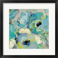 Framed 'Fresh Teal Flowers III' border=